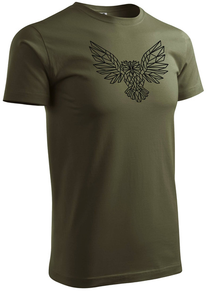 Koszulka T-shirt z myśliwskim nadrukiem geometrycznym Sowa