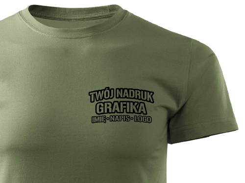 Khaki męska koszulka T-shirt z własnym nadrukiem