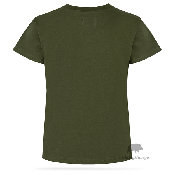 Dziecięca koszulka T-shirt, kolor khaki, nadruk KOZIOŁEK