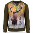 Bluza dziecięca bawełniana, kolor khaki, nadruk JELEŃ