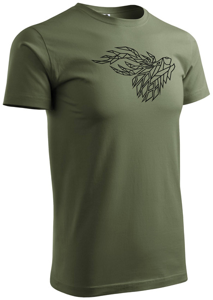 Koszulka T-shirt z myśliwskim nadrukiem geometrycznym Byk na rykowisku