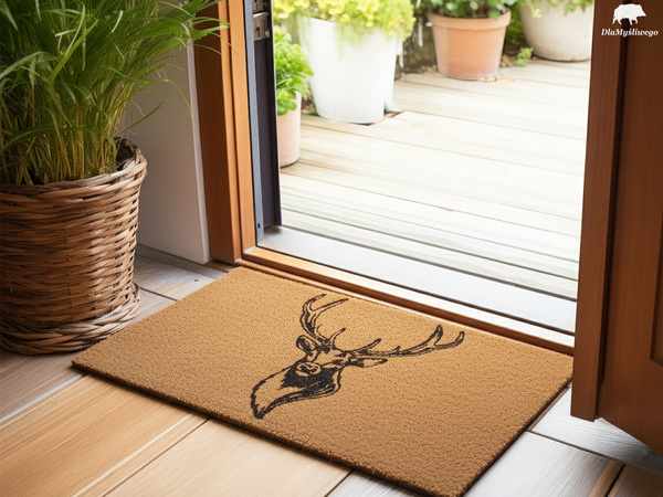 Wycieraczka pod drzwi z myśliwskim wzorem GŁOWA BYKA