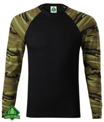 Koszulka longsleeve czarna z kamuflażem zielonym