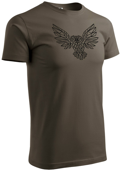 Koszulka T-shirt z myśliwskim nadrukiem geometrycznym Sowa