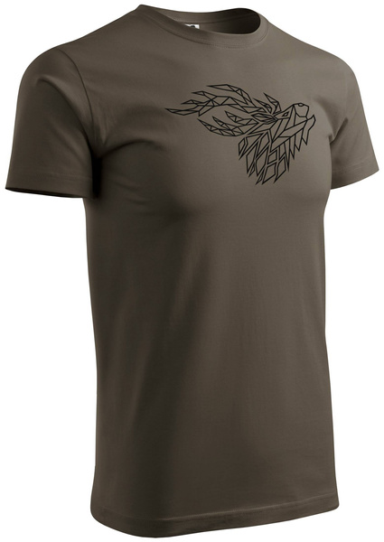 Koszulka T-shirt z myśliwskim nadrukiem geometrycznym Byk na rykowisku