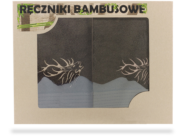 Zestaw myśliwskich ręczników z haftem – brązowy 140x70 + brązowy 100x50