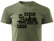 Myśliwska koszulka bawełniana T-shirt khaki nadruk - NIE MAM CZASU JADĘ DO LASU