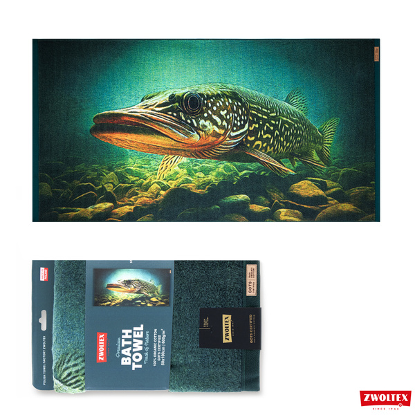 Wędkarski ręcznik bawełniany firmy Zwoltex - wzór Szczupak - 50x100cm