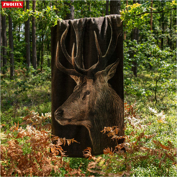 Komplet myśliwskich ręczników bawełnianych Zwoltex - Jeleń - 50x100cm + 70x140cm