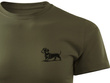 Koszulka bawełniana T-shirt zieleń wojskowa, mały nadruk - JAMNIK GŁADKOWŁOSY