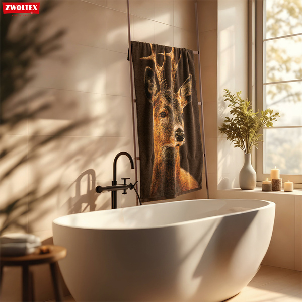 Myśliwski ręcznik bawełniany firmy Zwoltex - wzór Rogacz - 70x140cm