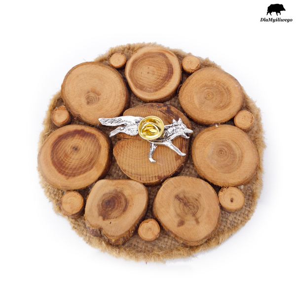 Ręcznie wykonana przypinka z myśliwskim motywem - LIS