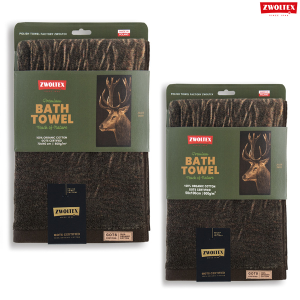 Komplet myśliwskich ręczników bawełnianych Zwoltex - Jeleń - 50x100cm + 70x140cm