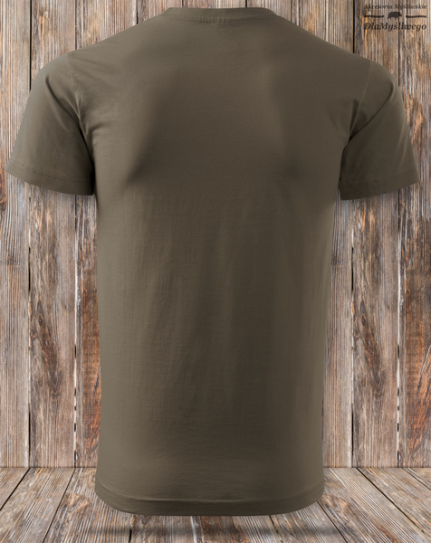 Myśliwska koszulka bawełniana T-shirt brązowa nadruk - BYK NA RYKOWISKU