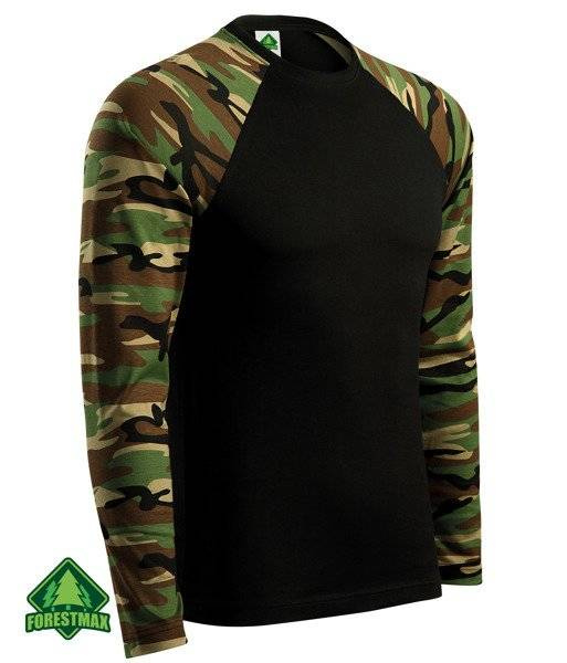 Koszulka longsleeve czarna z kamuflażem brązowym