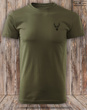 Myśliwska koszulka bawełniana T-shirt zieleń wojskowa mały nadruk - GŁOWA BYKA