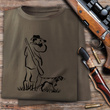 Myśliwska koszulka bawełniana T-shirt brązowa nadruk - MYŚLIWY Z PSEM