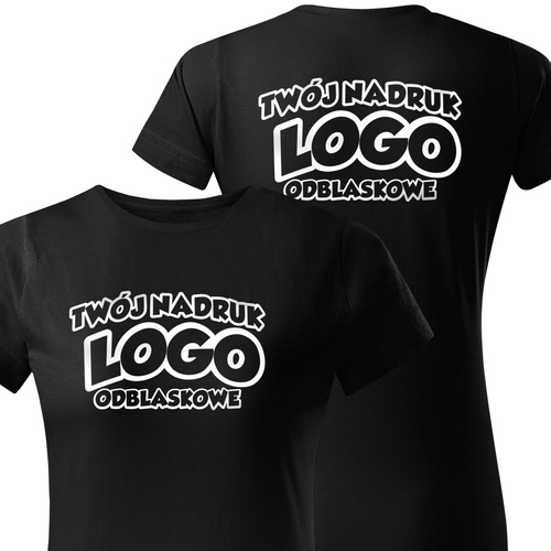 Damska bawełniana koszulka T-shirt z własnym nadrukiem - kolor czarny