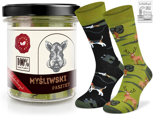 Zestaw prezentowy w słoiku - skarpety Pasztet Myśliwski