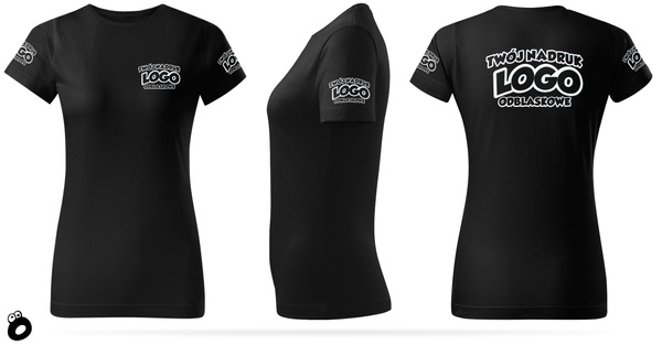Damska bawełniana koszulka T-shirt z własnym nadrukiem - kolor czarny