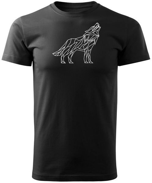 Koszulka T-shirt z myśliwskim nadrukiem geometrycznym Wilk