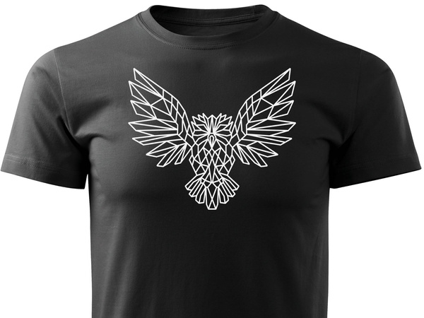 Koszulka T-shirt z myśliwskim nadrukiem geometrycznym Sowa