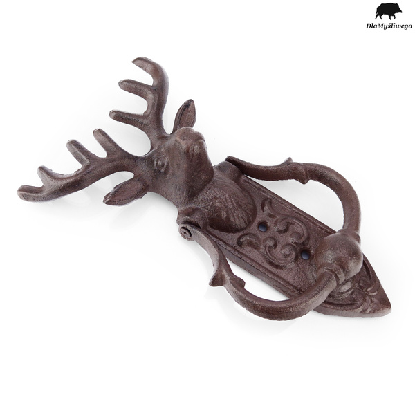Żeliwna kołatka do drzwi z myśliwskim wzorem GŁOWA BYKA