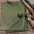 Myśliwska koszulka bawełniana T-shirt khaki mały nadruk - BYK w WIEŃCU