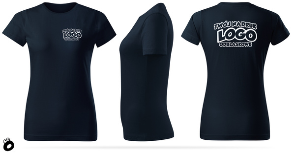 Damska bawełniana koszulka T-shirt z własnym nadrukiem - kolor granatowy