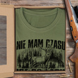 Myśliwska koszulka bawełniana T-shirt khaki nadruk NIE MAM CZASU IDĘ DO LASU w pudełku prezentowym