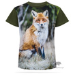 Dziecięca koszulka T-shirt, kolor khaki, nadruk LISEK