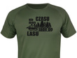 T-shirt termoaktywny khaki nadruk NIE MAM CZASU JADĘ DO LASU