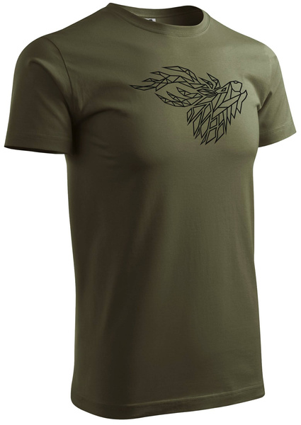 Koszulka T-shirt z myśliwskim nadrukiem geometrycznym Byk na rykowisku