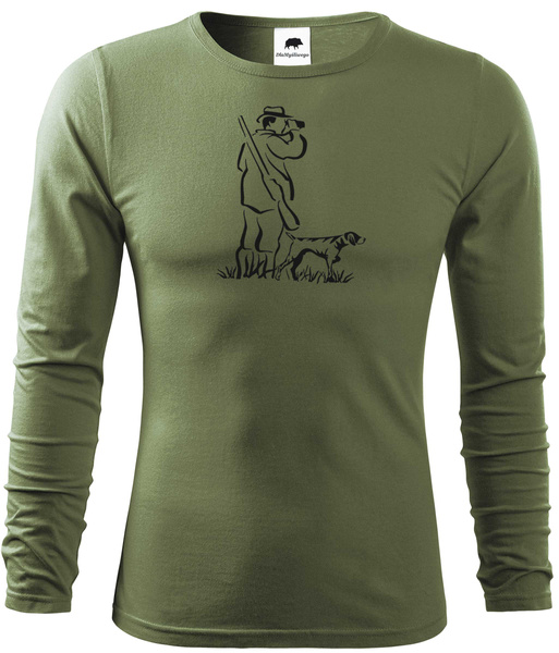 Longsleeve khaki - MYŚLIWY Z PSEM