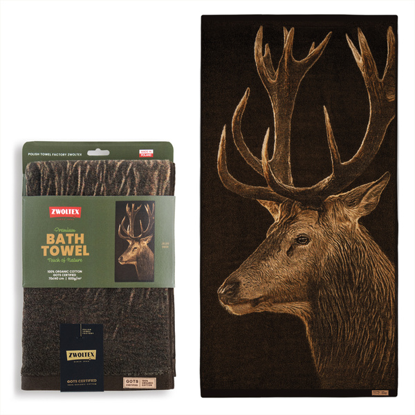 Myśliwski ręcznik bawełniany firmy Zwoltex - wzór Jeleń - 70x140cm