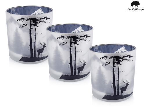Zestaw 3 sztuk ozdobnych świeczników do tea lightów z myśliwskim wzorem BYKA