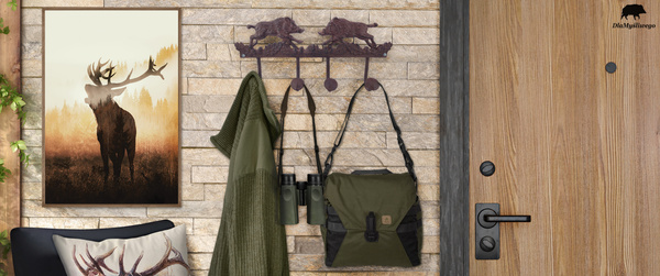 Wieszak na ubrania poczwórny - myśliwski wzór DZIKI