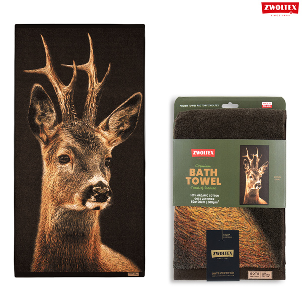Myśliwski ręcznik bawełniany firmy Zwoltex - wzór Rogacz - 50x100cm