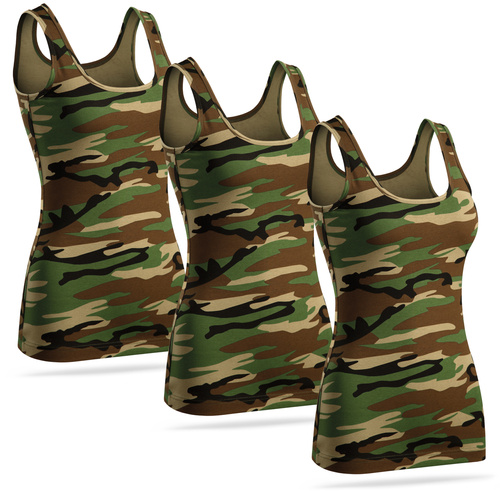 Zestaw 3 sztuk damskich topów militarnych - woodland camo