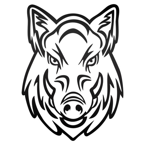 GŁOWA DZIKA odblaskowa naklejka na auto czarna