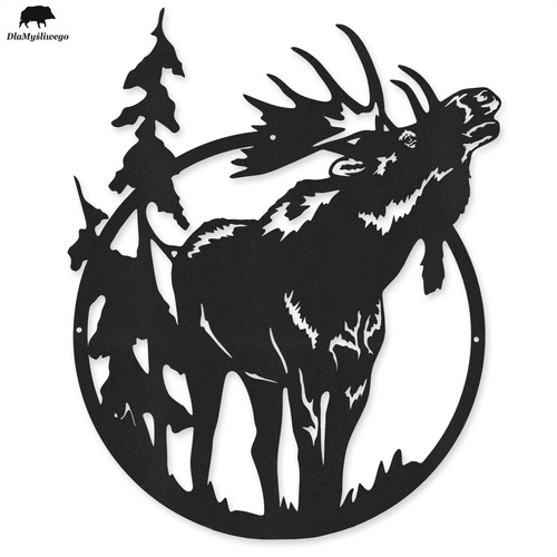 Metalowa dekoracja ozdobna na ścianę - ŁOŚ W OKRĘGU