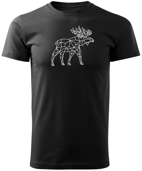 Koszulka T-shirt z myśliwskim nadrukiem geometrycznym Łoś