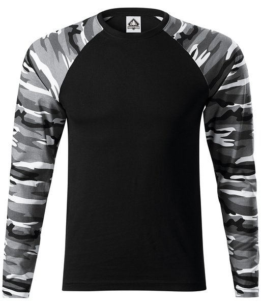 Koszulka longsleeve czarna z kamuflażem szarym