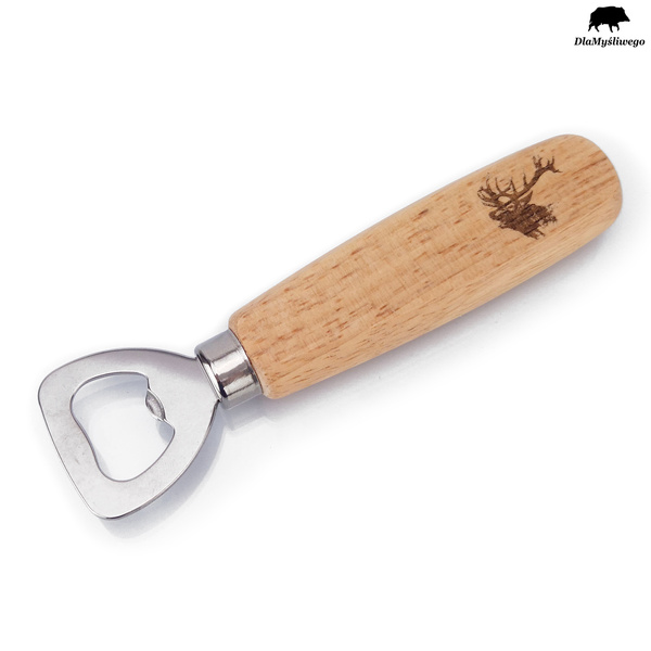 Otwieracz do butelek z drewnianą rączką - GŁOWA BYKA