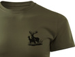 Myśliwska koszulka bawełniana T-shirt zieleń wojskowa mały nadruk - BYK z ŁANIĄ