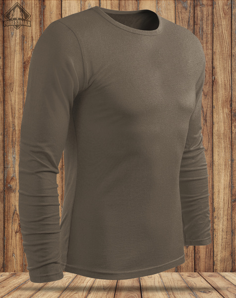 Zestaw 3 sztuk bawełnianych koszulek z długim rękawem - kolor brązowy