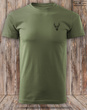Myśliwska koszulka bawełniana T-shirt khaki mały nadruk - GŁOWA BYKA