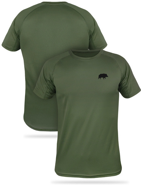 T-shirt termoaktywny khaki nadruk DZIK