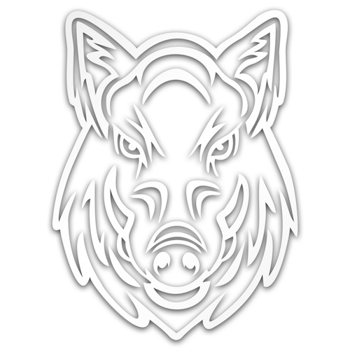 GŁOWA DZIKA odblaskowa naklejka na auto srebrna