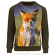 Bluza dziecięca bawełniana, kolor khaki, nadruk LISEK